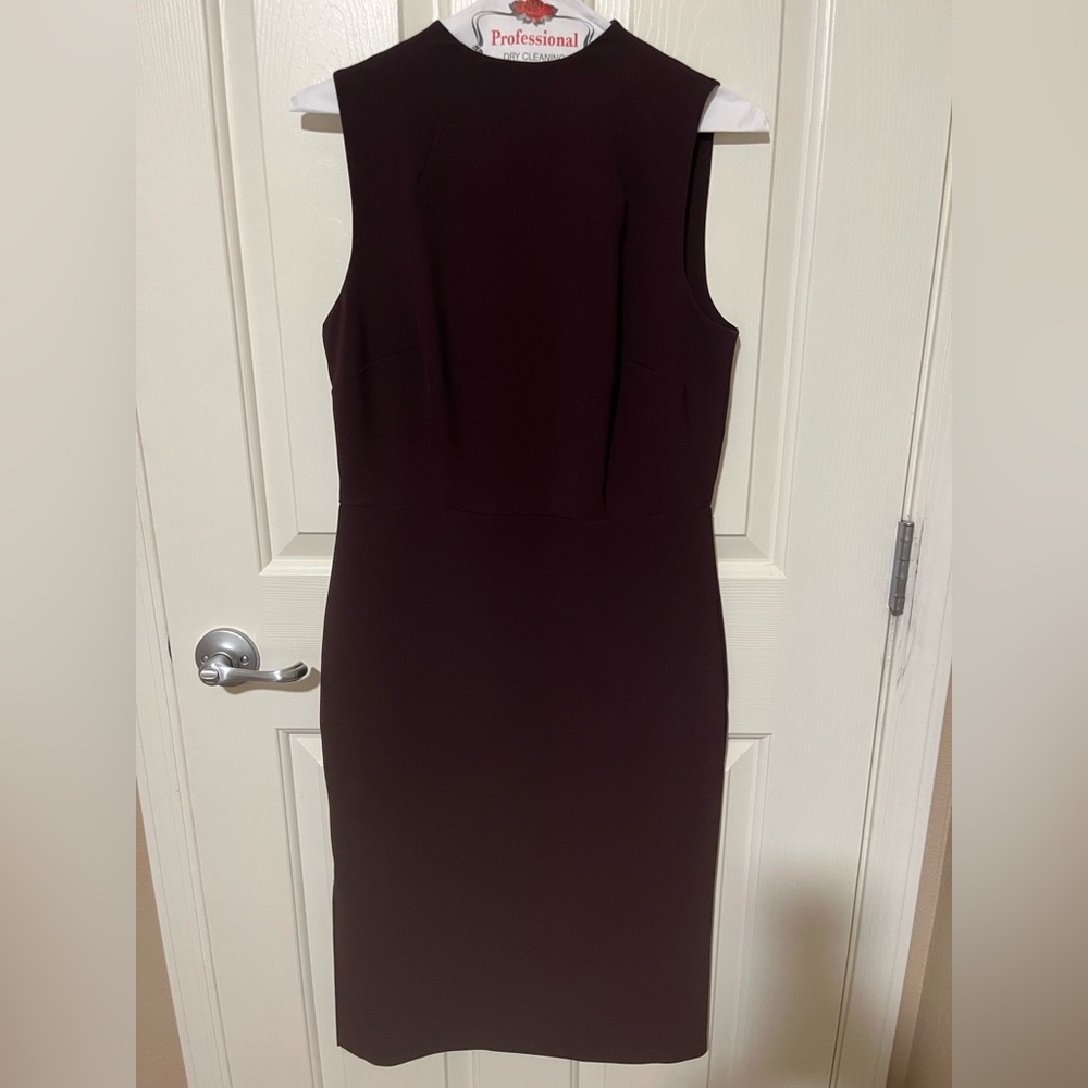 Ann Taylor deep eggplant sheath midi dress party business Sz 4